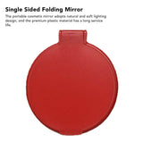 Single Sided Folding Circular Mirror Plastic Portable Compact Cosmetic Pocket Mirror Red - Extra Image