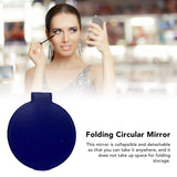 Single Sided Folding Circular Mirror Plastic Portable Compact Cosmetic Pocket Mirror Blue - Extra Image