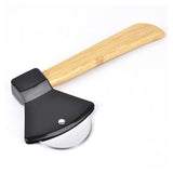 Pizza Knife 430 Steel PP Bamboo Handle Ergonomically Round Axe Pizza Cutter for Home Restaurants Black