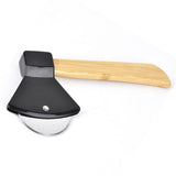 Pizza Knife 430 Steel PP Bamboo Handle Ergonomically Round Axe Pizza Cutter for Home Restaurants Black - Side View