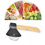 Pizza Knife 430 Steel PP Bamboo Handle Ergonomically Round Axe Pizza Cutter for Home Restaurants Black