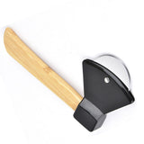 Pizza Knife 430 Steel PP Bamboo Handle Ergonomically Round Axe Pizza Cutter for Home Restaurants Black - Extra Image