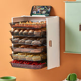 Kitchen Side Dishes Punch Free Foldable PET 6 Layers Wall Mounted Organization Rack Cooking Plates Storage Shelf Pearl White - Top-Down View