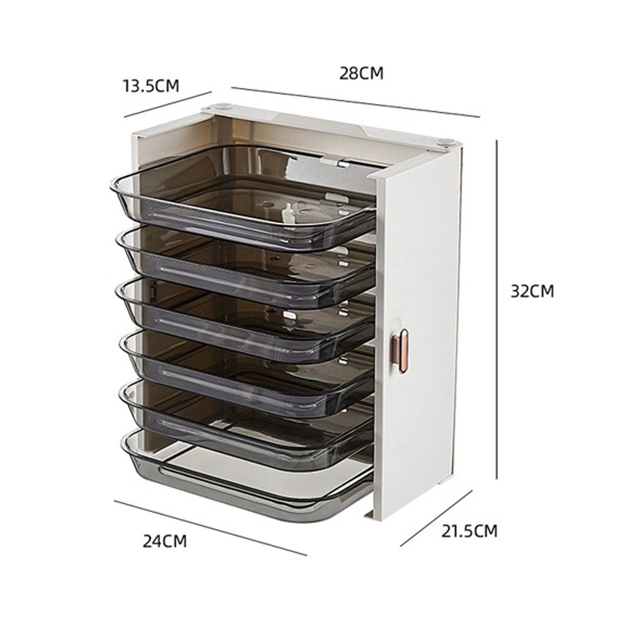 Kitchen Side Dishes Punch Free Foldable PET 6 Layers Wall Mounted Organization Rack Cooking Plates Storage Shelf Pearl White