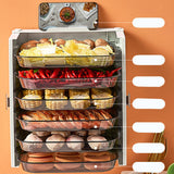 Kitchen Side Dishes Punch Free Foldable PET 6 Layers Wall Mounted Organization Rack Cooking Plates Storage Shelf Pearl White - Rear View