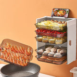 Kitchen Side Dishes Punch Free Foldable PET 6 Layers Wall Mounted Organization Rack Cooking Plates Storage Shelf Pearl White - Close-Up Angle