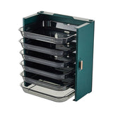 Kitchen Side Dishes Punch Free Foldable PET 6 Layers Wall Mounted Organization Rack Cooking Plates Storage Shelf Light Luxury Green
