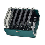 Kitchen Side Dishes Punch Free Foldable PET 6 Layers Wall Mounted Organization Rack Cooking Plates Storage Shelf Light Luxury Green