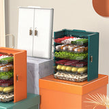 Kitchen Side Dishes Punch Free Foldable PET 6 Layers Wall Mounted Organization Rack Cooking Plates Storage Shelf Light Luxury Green