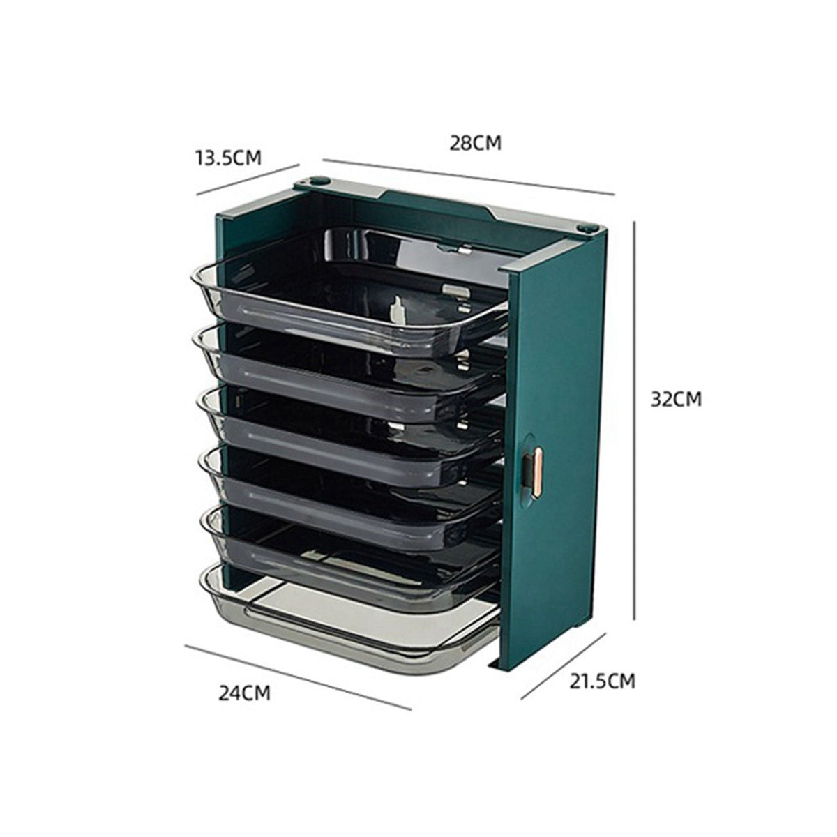 Kitchen Side Dishes Punch Free Foldable PET 6 Layers Wall Mounted Organization Rack Cooking Plates Storage Shelf Light Luxury Green