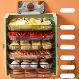 Kitchen Side Dishes Punch Free Foldable PET 6 Layers Wall Mounted Organization Rack Cooking Plates Storage Shelf Light Shirt Green
