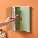 Kitchen Side Dishes Punch Free Foldable PET 6 Layers Wall Mounted Organization Rack Cooking Plates Storage Shelf Light Shirt Green