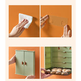 Kitchen Side Dishes Punch Free Foldable PET 6 Layers Wall Mounted Organization Rack Cooking Plates Storage Shelf Light Shirt Green - Extra Image