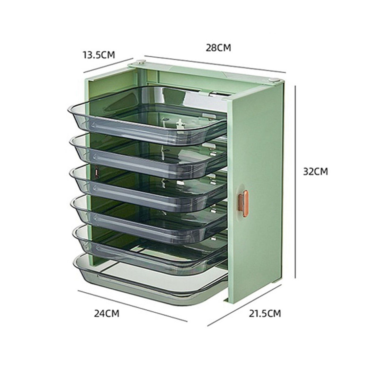 Kitchen Side Dishes Punch Free Foldable PET 6 Layers Wall Mounted Organization Rack Cooking Plates Storage Shelf Light Shirt Green