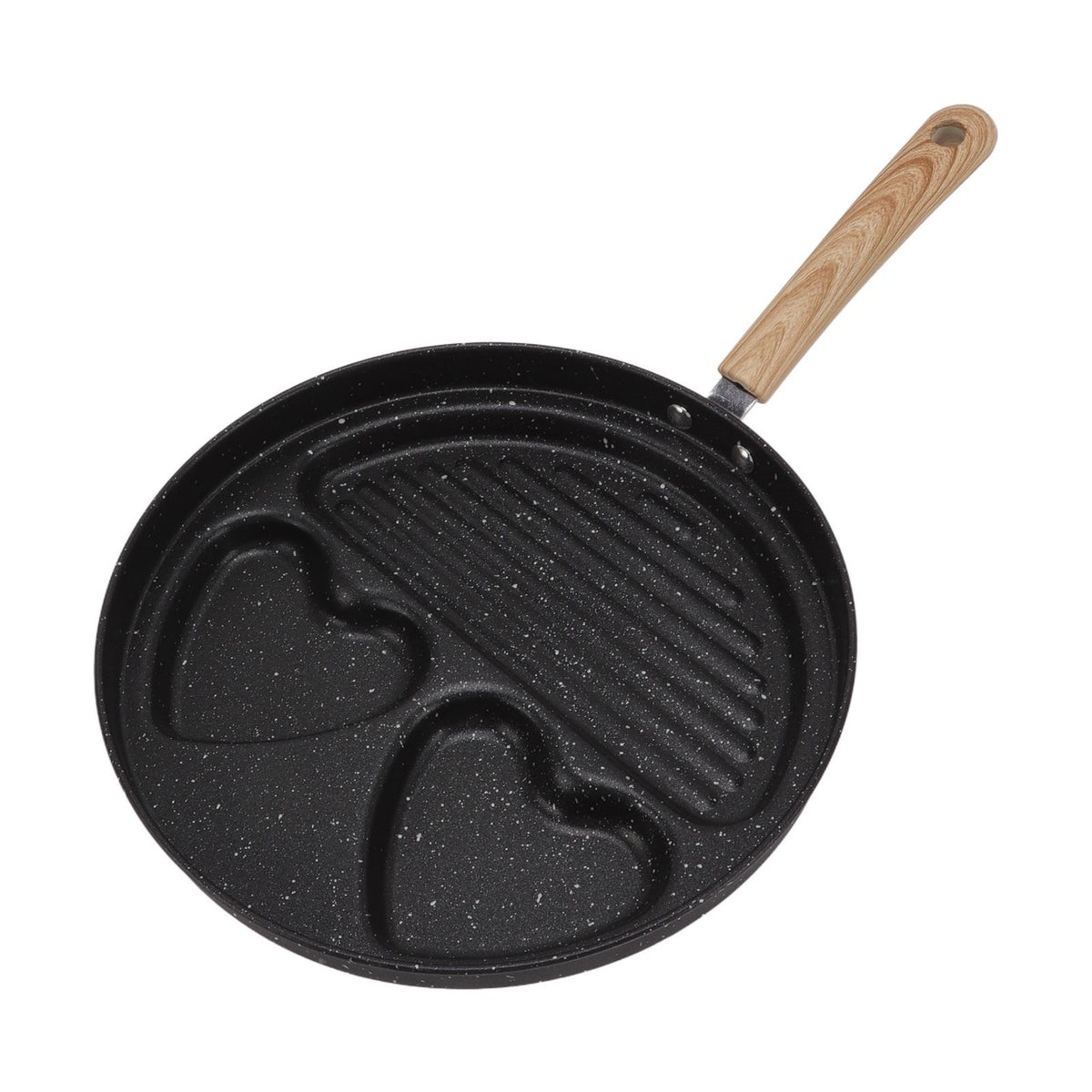 Egg Steak Divided Frying Pan 3 in 1 Multifunctional Prevent Stick Egg Beef Steak Cooker Pan for Home