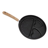 Egg Steak Divided Frying Pan 3 in 1 Multifunctional Prevent Stick Egg Beef Steak Cooker Pan for Home - Close-Up Angle