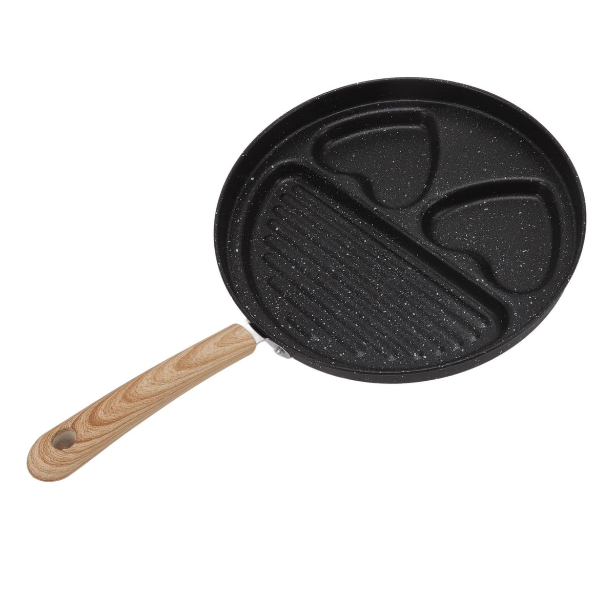 Egg Steak Divided Frying Pan 3 in 1 Multifunctional Prevent Stick Egg Beef Steak Cooker Pan for Home