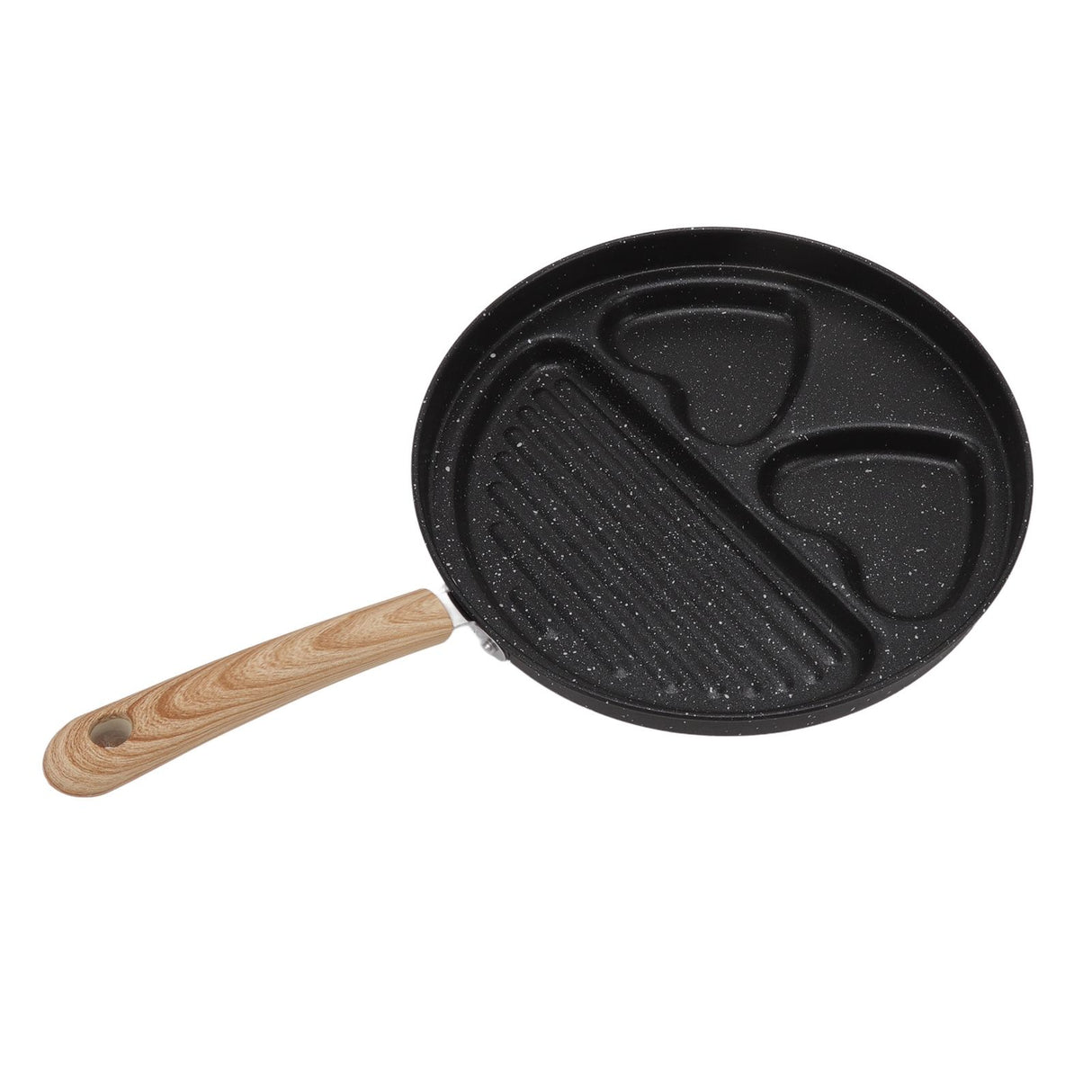 Egg Steak Divided Frying Pan 3 in 1 Multifunctional Prevent Stick Egg Beef Steak Cooker Pan for Home