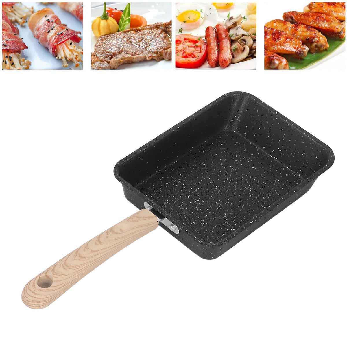 Frying Pan Iron Non Stick Coating Square Thick Multifunction Japanese Omelette Pan for Home Kitchen Tool