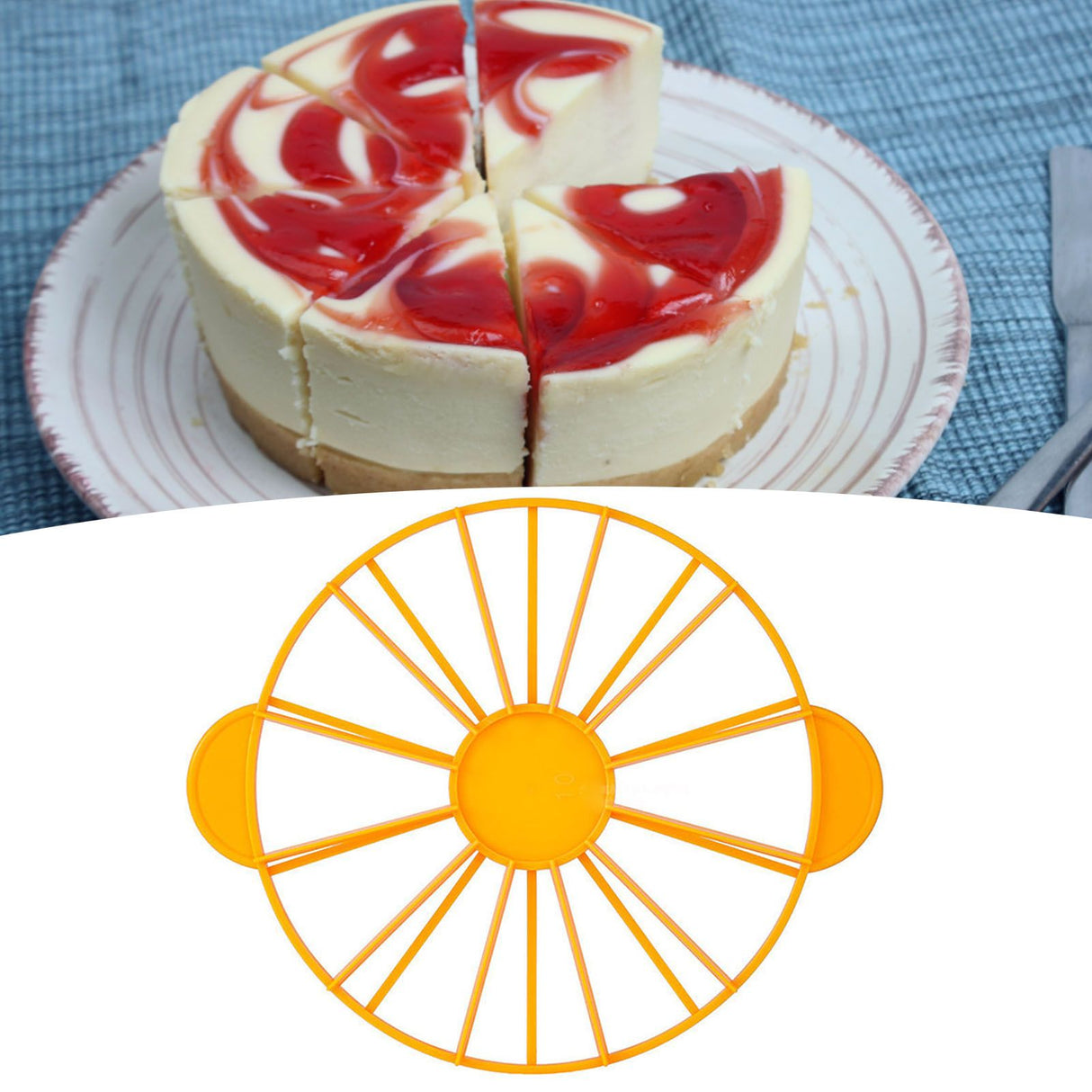 Cake Portion Marker Food Grade Round 10/12 Piece Cake Slice Marker Equal Portion Cutter Bread Cake Divider Baking Tool Yellow 126g/4.4oz（280）
