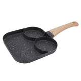 3 in 1 Breakfast Pan Prevents Stick Heat Resistant Divided Grill Frying Pan for Gas Stove Induction Cooker - Side View