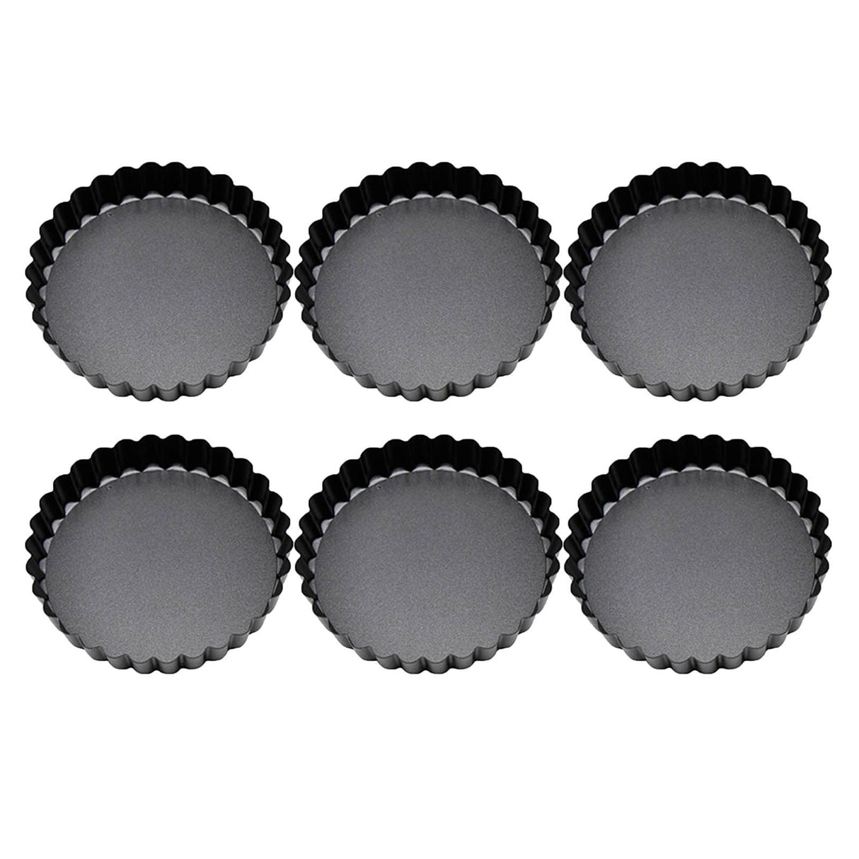 6 Pcs Mini Cake Mould with Removable Bottom 3 Inch Egg Tart Mould Muffin Pans Black Round for Dessert Baking Cooking