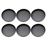 6 Pcs Mini Cake Mould with Removable Bottom 3 Inch Egg Tart Mould Muffin Pans Black Round for Dessert Baking Cooking