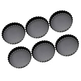 6 Pcs Mini Cake Mould with Removable Bottom 3 Inch Egg Tart Mould Muffin Pans Black Round for Dessert Baking Cooking