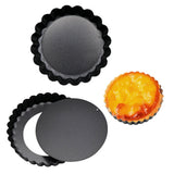 6 Pcs Mini Cake Mould with Removable Bottom 3 Inch Egg Tart Mould Muffin Pans Black Round for Dessert Baking Cooking