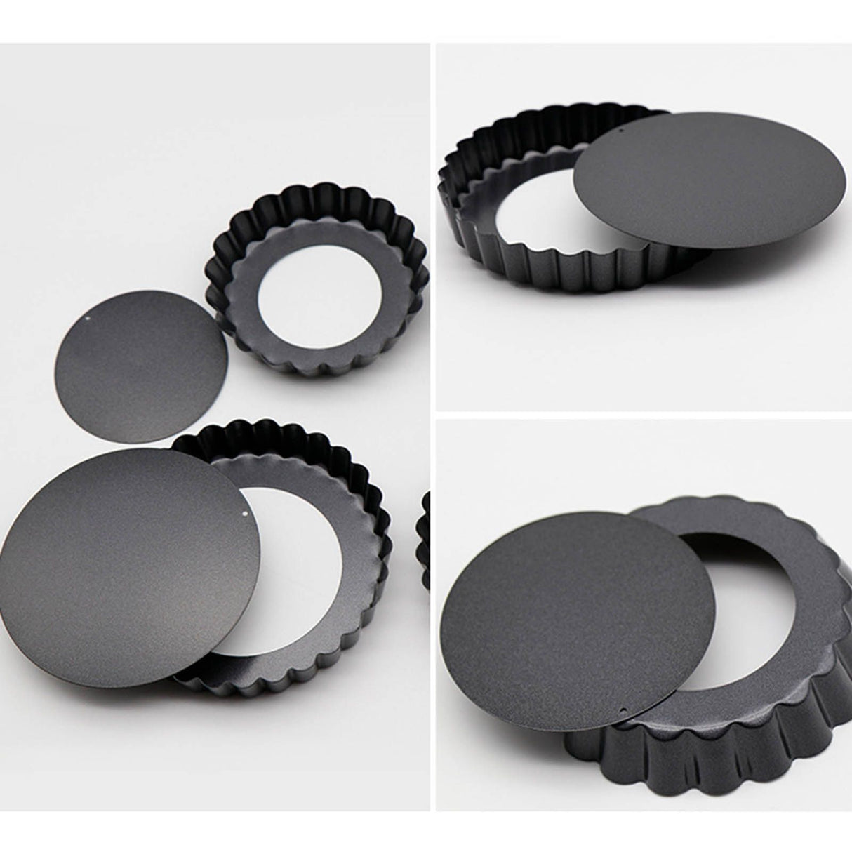 6 Pcs Mini Cake Mould with Removable Bottom 3 Inch Egg Tart Mould Muffin Pans Black Round for Dessert Baking Cooking
