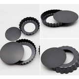 6 Pcs Mini Cake Mould with Removable Bottom 3 Inch Egg Tart Mould Muffin Pans Black Round for Dessert Baking Cooking