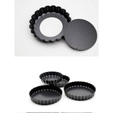 6 Pcs Mini Cake Mould with Removable Bottom 3 Inch Egg Tart Mould Muffin Pans Black Round for Dessert Baking Cooking