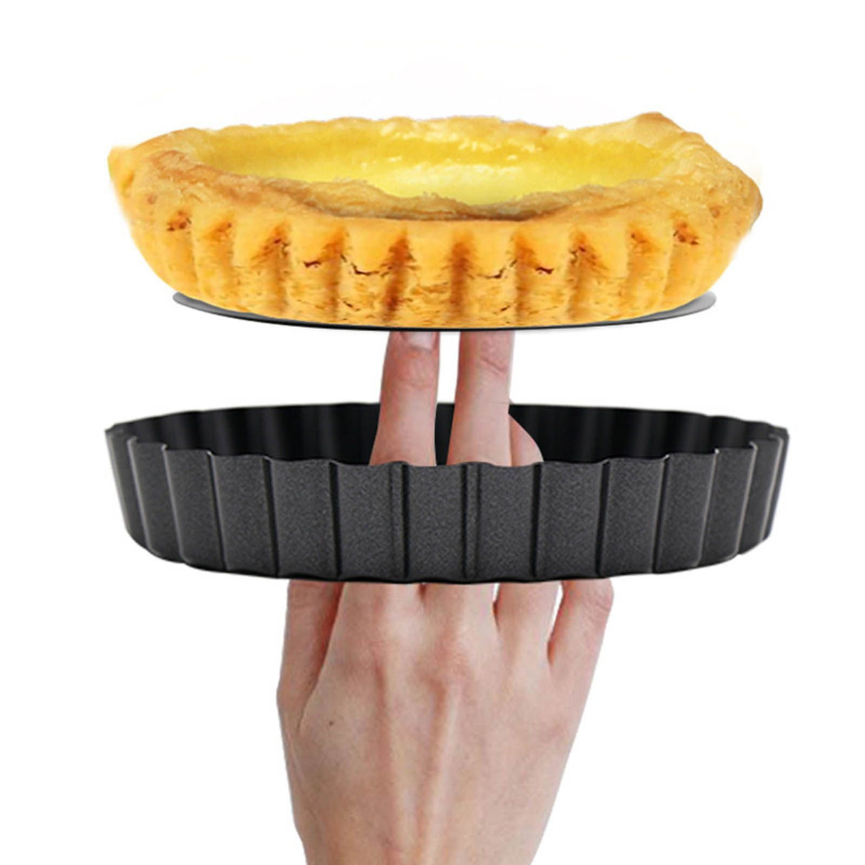 6 Pcs Mini Cake Mould with Removable Bottom 3 Inch Egg Tart Mould Muffin Pans Black Round for Dessert Baking Cooking