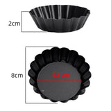 6 Pcs Mini Cake Mould with Removable Bottom 3 Inch Egg Tart Mould Muffin Pans Black Round for Dessert Baking Cooking