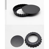 6 Pcs Mini Cake Mould with Removable Bottom 3 Inch Egg Tart Mould Muffin Pans Black Round for Dessert Baking Cooking - Extra Image