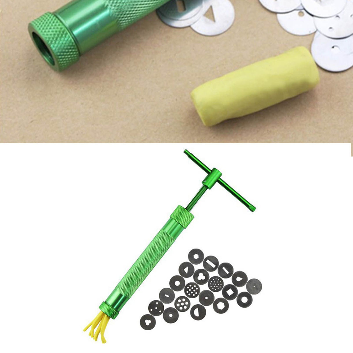 Green Clay Extruder Stainless Steel Clay Extruder Fondant Cake Sculpture Polymer Clay Tools Cake Decorating Tools