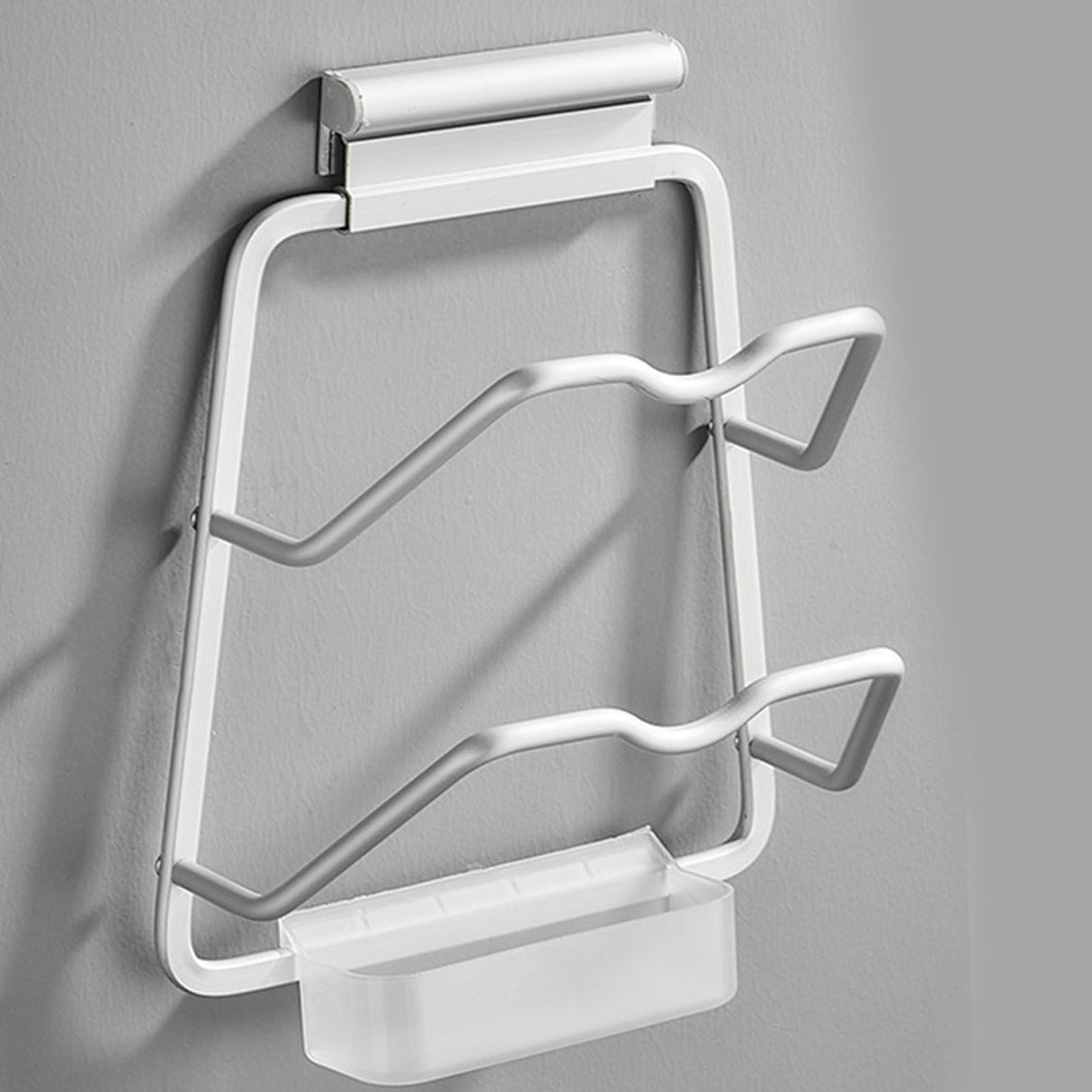 Pot Lid Holder Drilling Free Wall Mounted Space Saving Aluminium Hand Polishing Rustproof for Kitchen 2 Layer