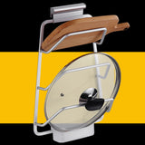 Pot Lid Holder Drilling Free Wall Mounted Space Saving Aluminium Hand Polishing Rustproof for Kitchen 2 Layer