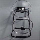 Pot Lid Holder Drilling Free Wall Mounted Space Saving Aluminium Hand Polishing Rustproof for Kitchen 3 Layer