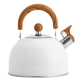 Whistle Kettle Stovetop Stainless Steel Foldable Handle Kitchen Supplies 2.5L White - Front View