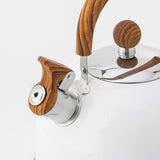Whistle Kettle Stovetop Stainless Steel Foldable Handle Kitchen Supplies 2.5L White