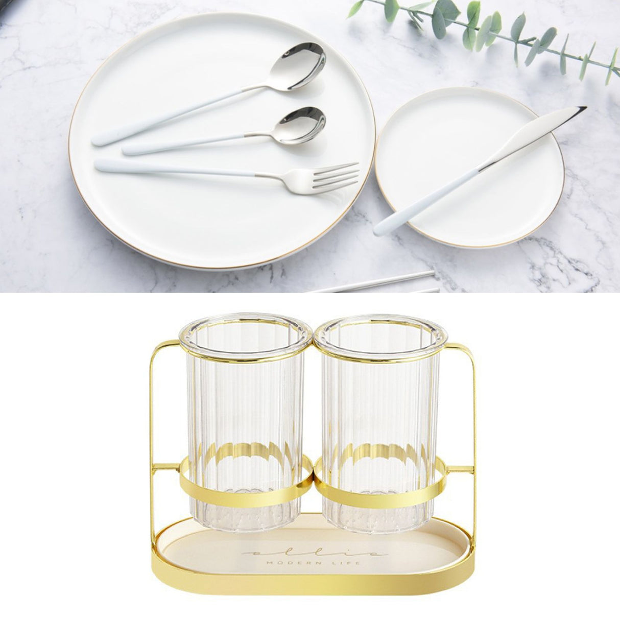 Chopsticks Drying Holder Iron PET Transparent Chopsticks Drying Caddy for Spoons Kitchen Platinum