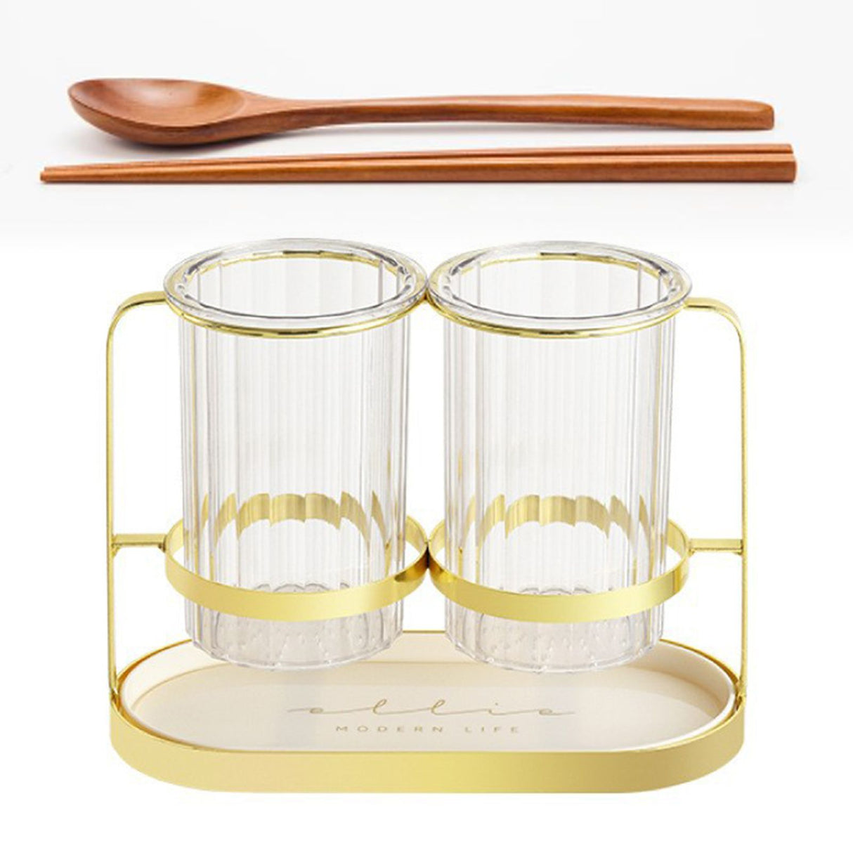 Chopsticks Drying Holder Iron PET Transparent Chopsticks Drying Caddy for Spoons Kitchen Platinum