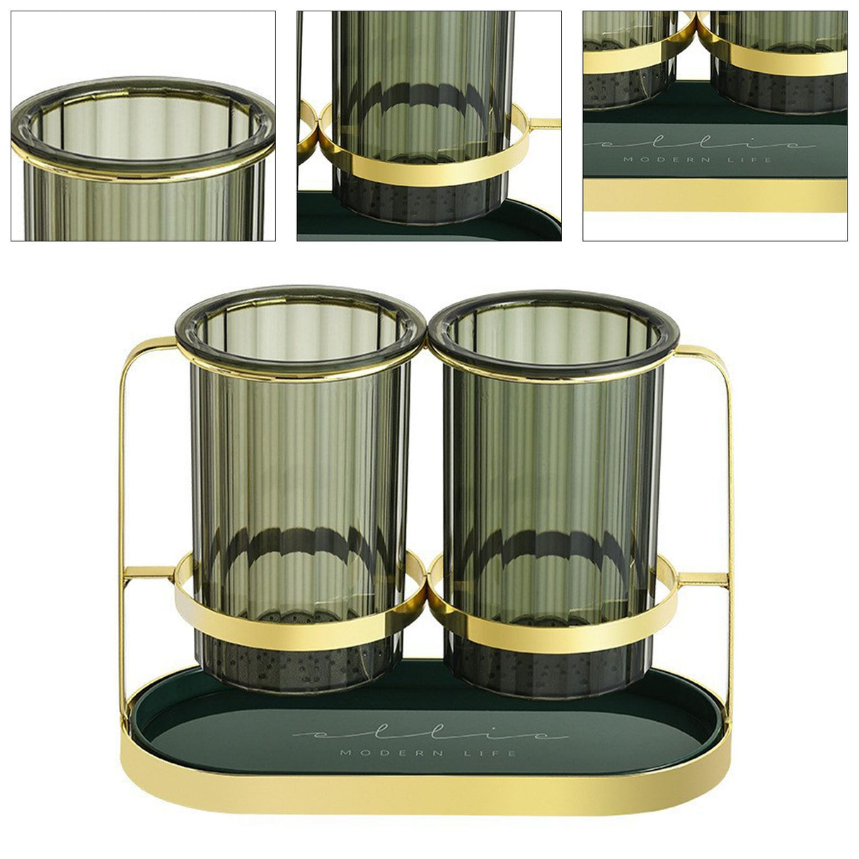 Chopsticks Drying Holder Iron PET Transparent Chopsticks Drying Caddy for Spoons Kitchen Green Gold