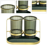 Chopsticks Drying Holder Iron PET Transparent Chopsticks Drying Caddy for Spoons Kitchen Green Gold - Front View