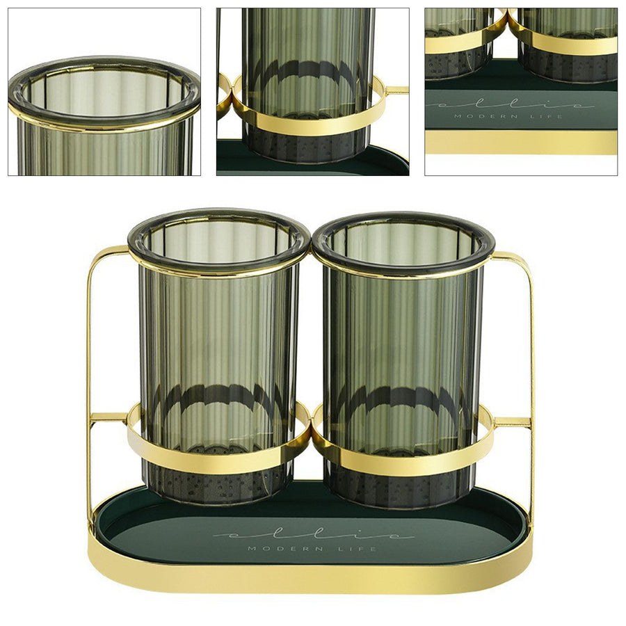 Chopsticks Drying Holder Iron PET Transparent Chopsticks Drying Caddy for Spoons Kitchen Green Gold