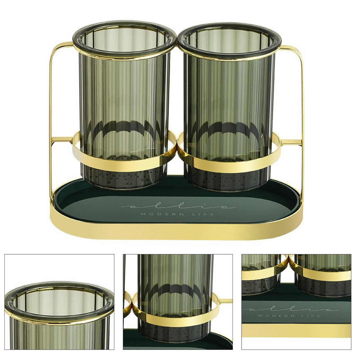 Chopsticks Drying Holder Iron PET Transparent Chopsticks Drying Caddy for Spoons Kitchen Green Gold
