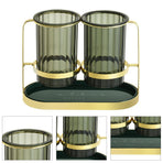 Chopsticks Drying Holder Iron PET Transparent Chopsticks Drying Caddy for Spoons Kitchen Green Gold