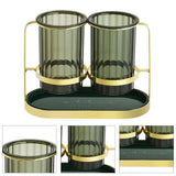 Chopsticks Drying Holder Iron PET Transparent Chopsticks Drying Caddy for Spoons Kitchen Green Gold - Side View