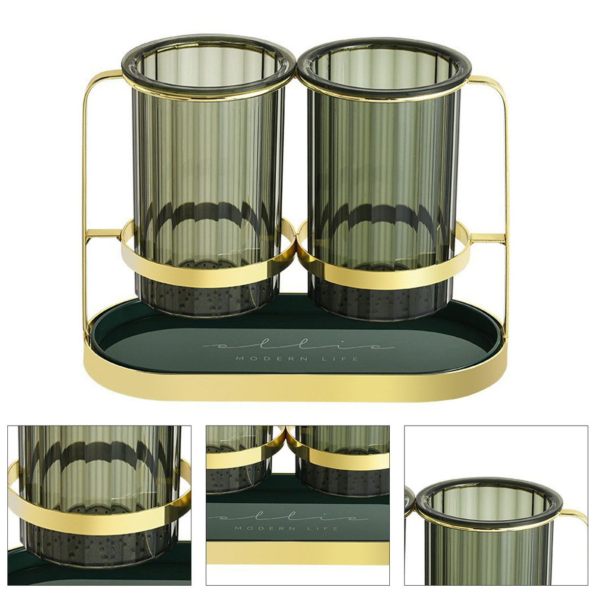 Chopsticks Drying Holder Iron PET Transparent Chopsticks Drying Caddy for Spoons Kitchen Green Gold